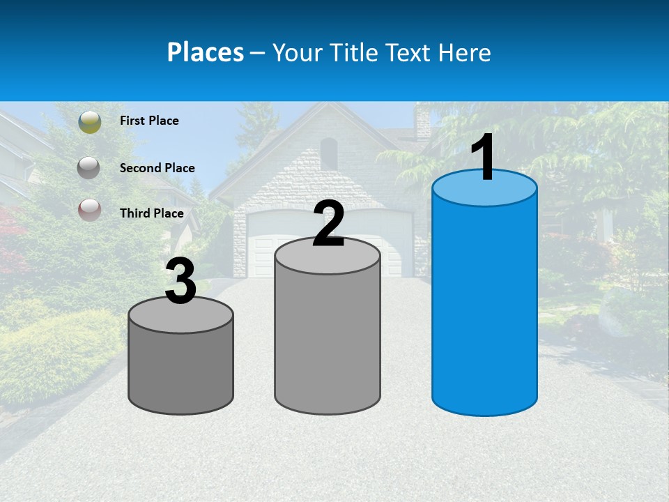 A Driveway With A House And Trees In The Background PowerPoint Template