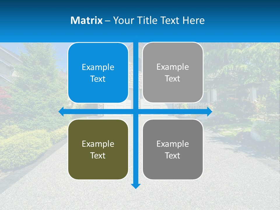 A Driveway With A House And Trees In The Background PowerPoint Template