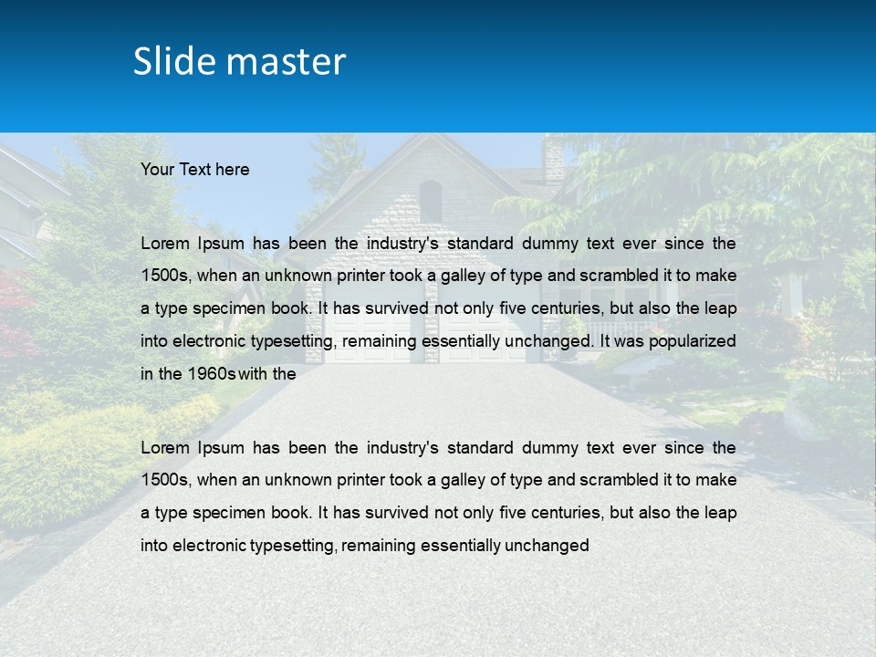 A Driveway With A House And Trees In The Background PowerPoint Template