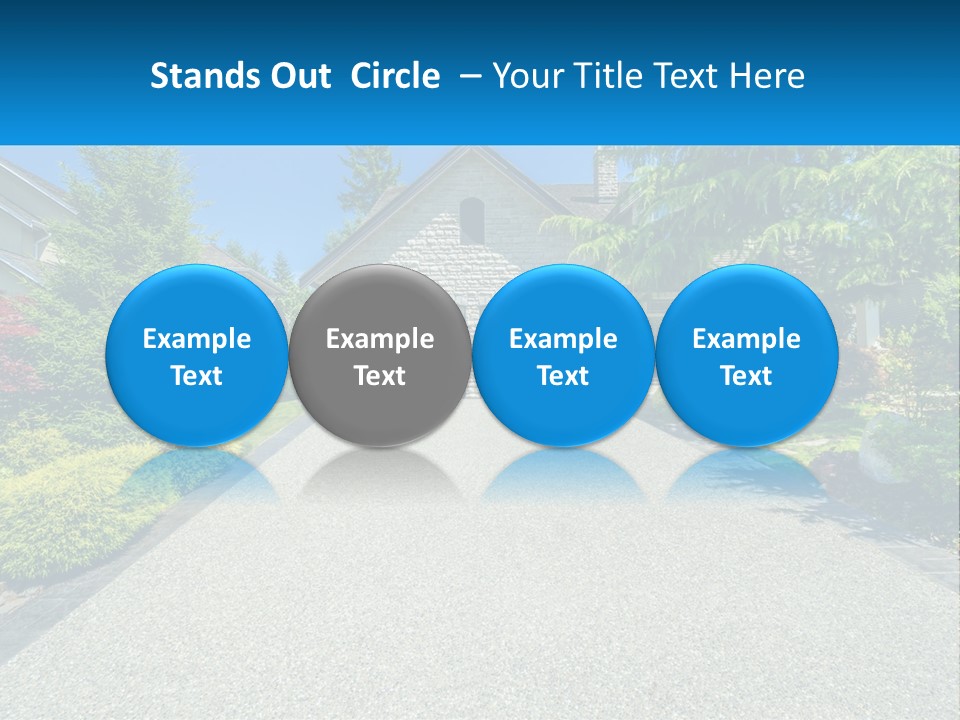 A Driveway With A House And Trees In The Background PowerPoint Template