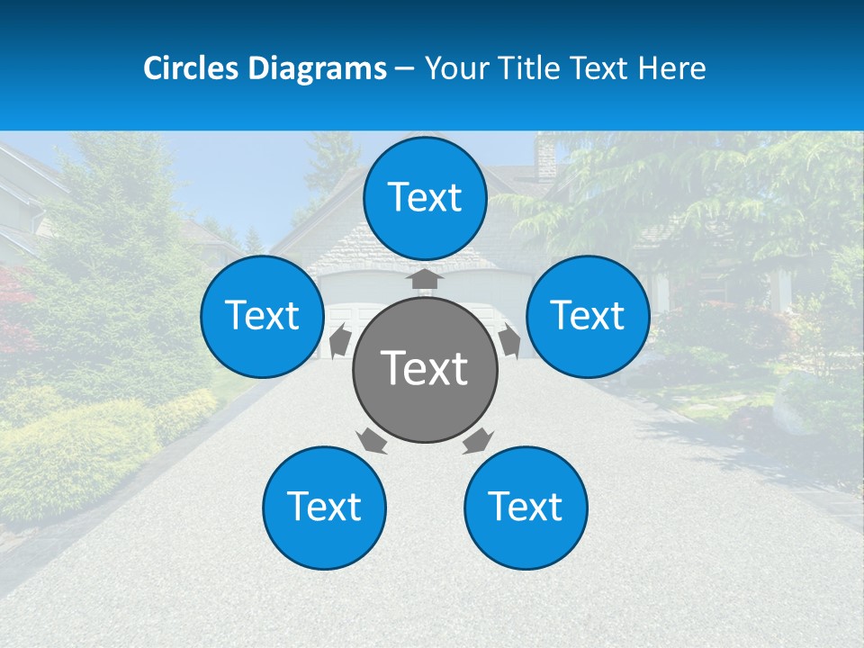 A Driveway With A House And Trees In The Background PowerPoint Template