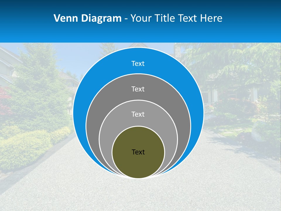 A Driveway With A House And Trees In The Background PowerPoint Template
