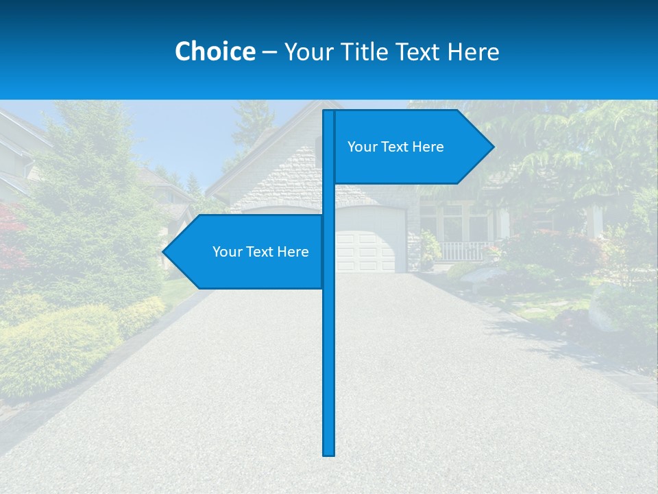 A Driveway With A House And Trees In The Background PowerPoint Template