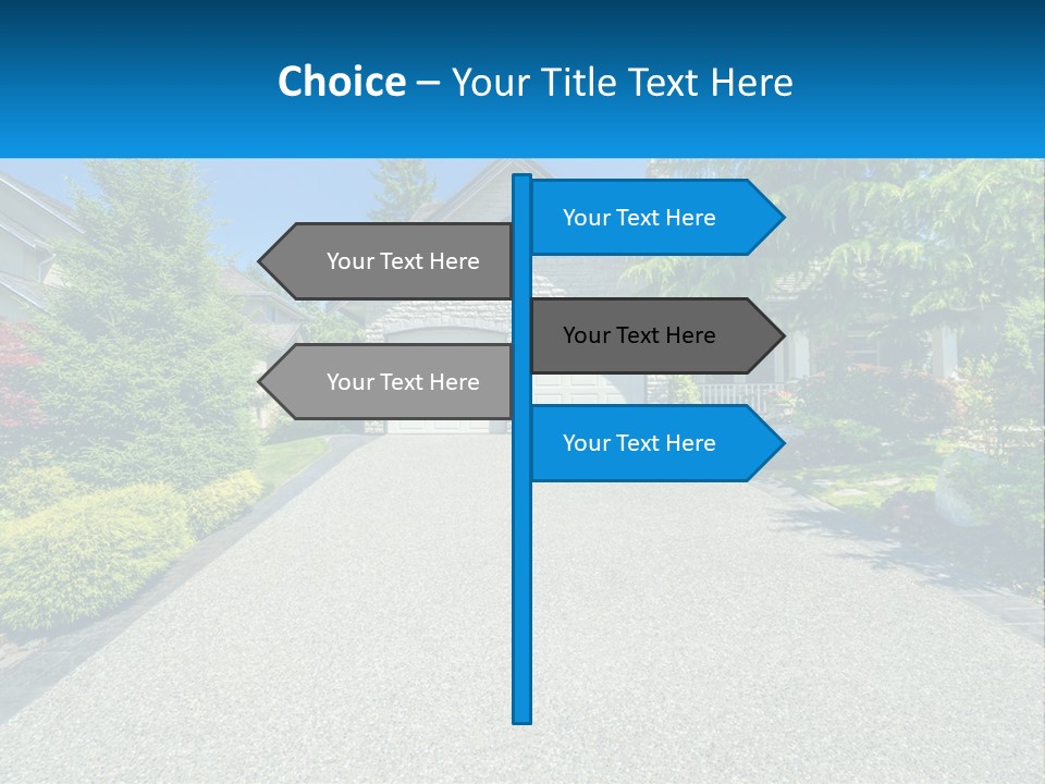 A Driveway With A House And Trees In The Background PowerPoint Template