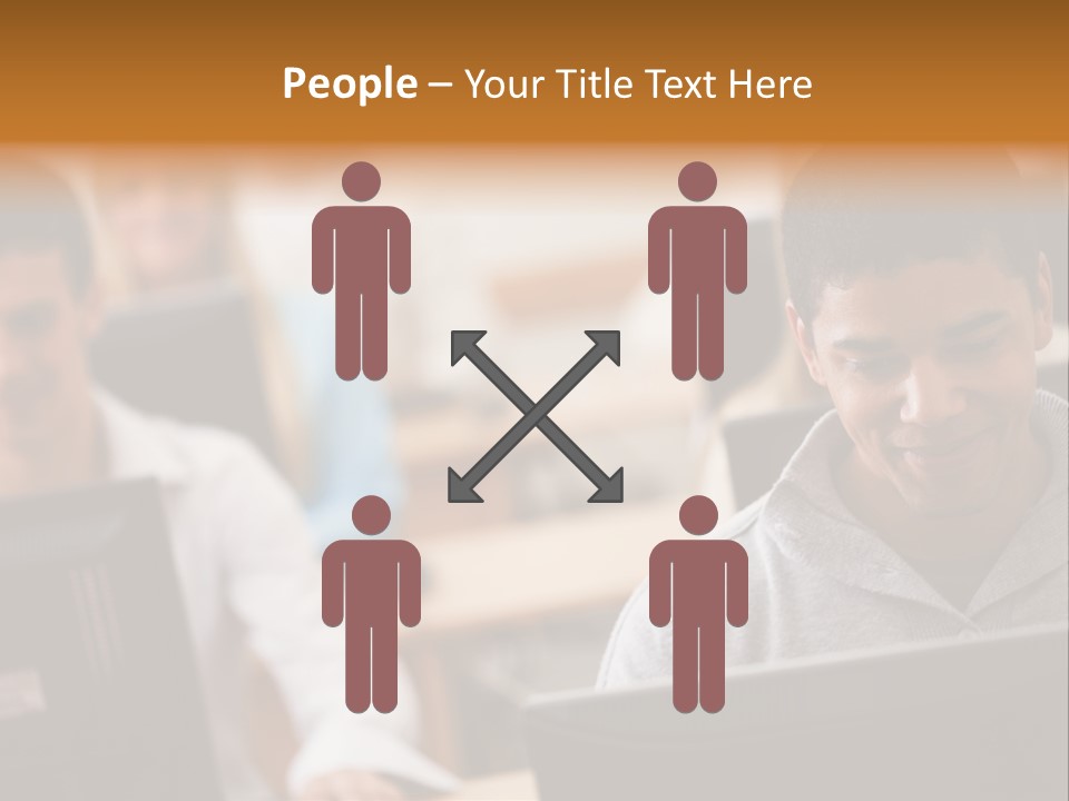 A Group Of People Working On Computers In A Classroom PowerPoint Template