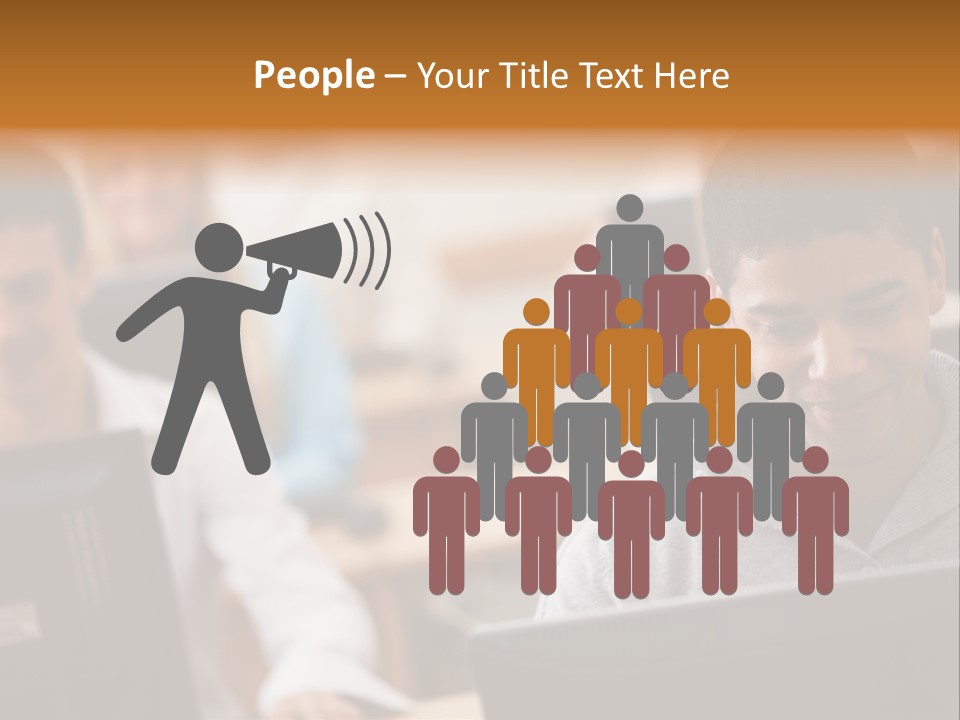 A Group Of People Working On Computers In A Classroom PowerPoint Template