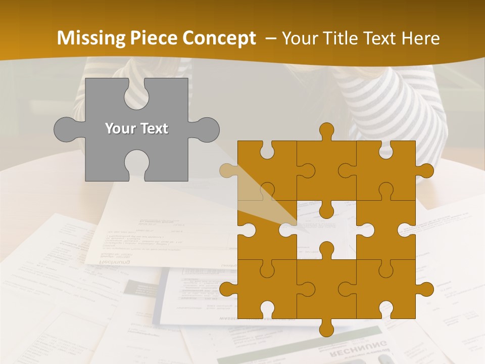 A Woman Sitting At A Table With A Calculator And Papers PowerPoint Template