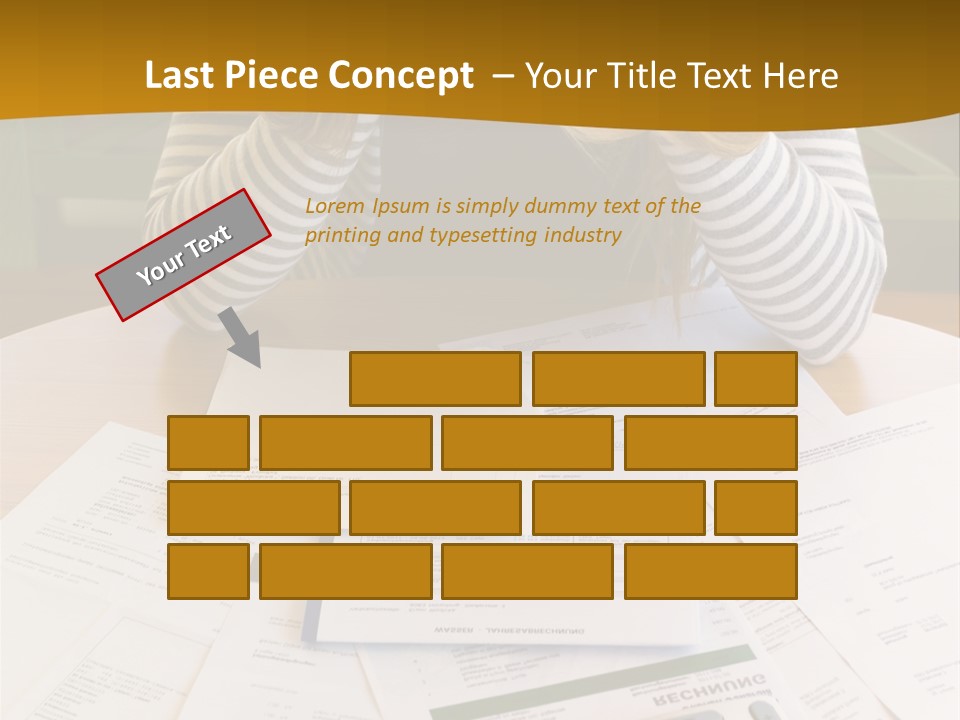 A Woman Sitting At A Table With A Calculator And Papers PowerPoint Template