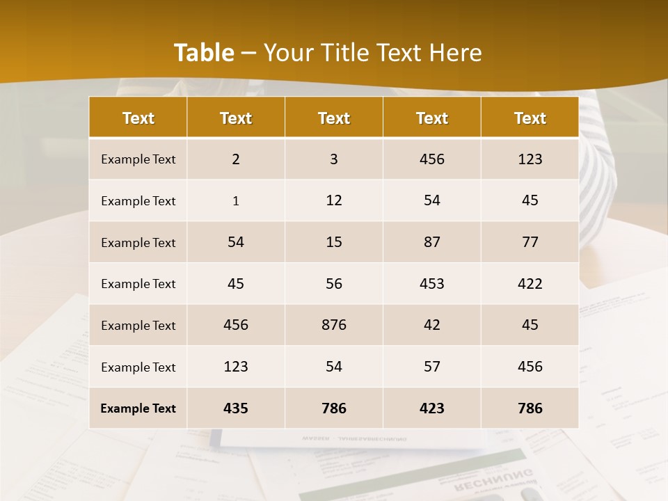 A Woman Sitting At A Table With A Calculator And Papers PowerPoint Template