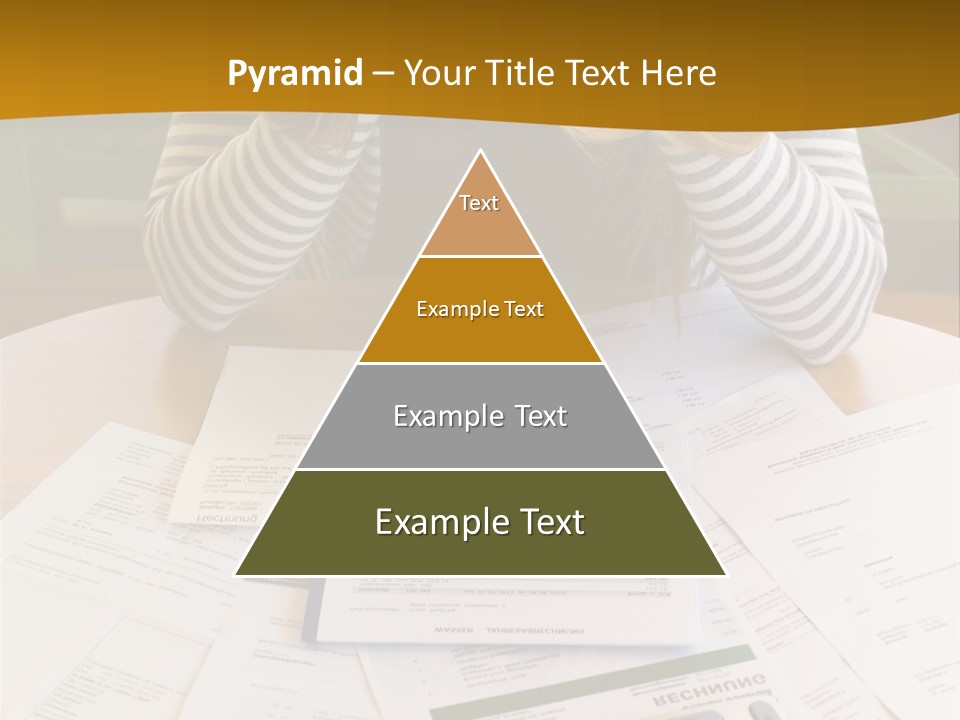 A Woman Sitting At A Table With A Calculator And Papers PowerPoint Template