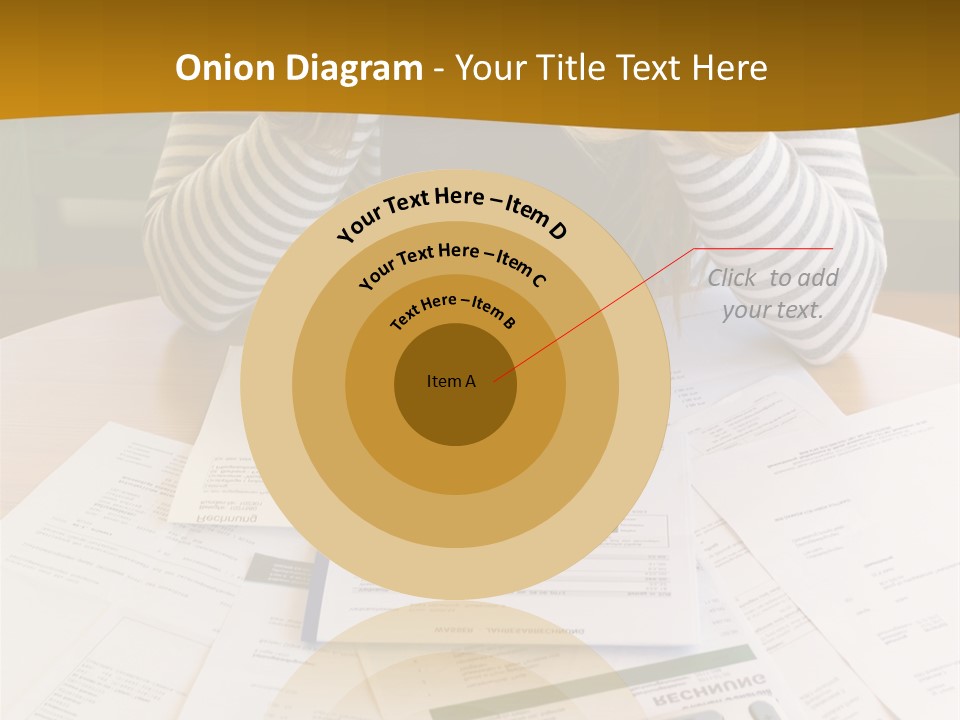 A Woman Sitting At A Table With A Calculator And Papers PowerPoint Template