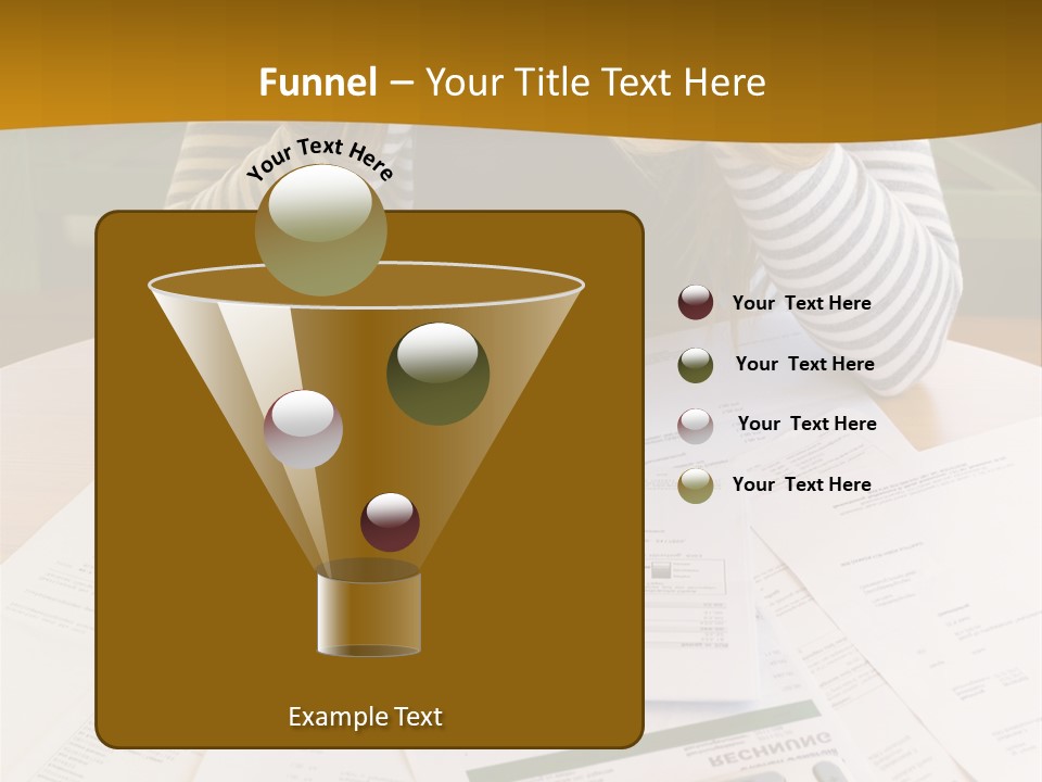 A Woman Sitting At A Table With A Calculator And Papers PowerPoint Template