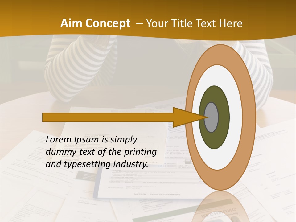 A Woman Sitting At A Table With A Calculator And Papers PowerPoint Template