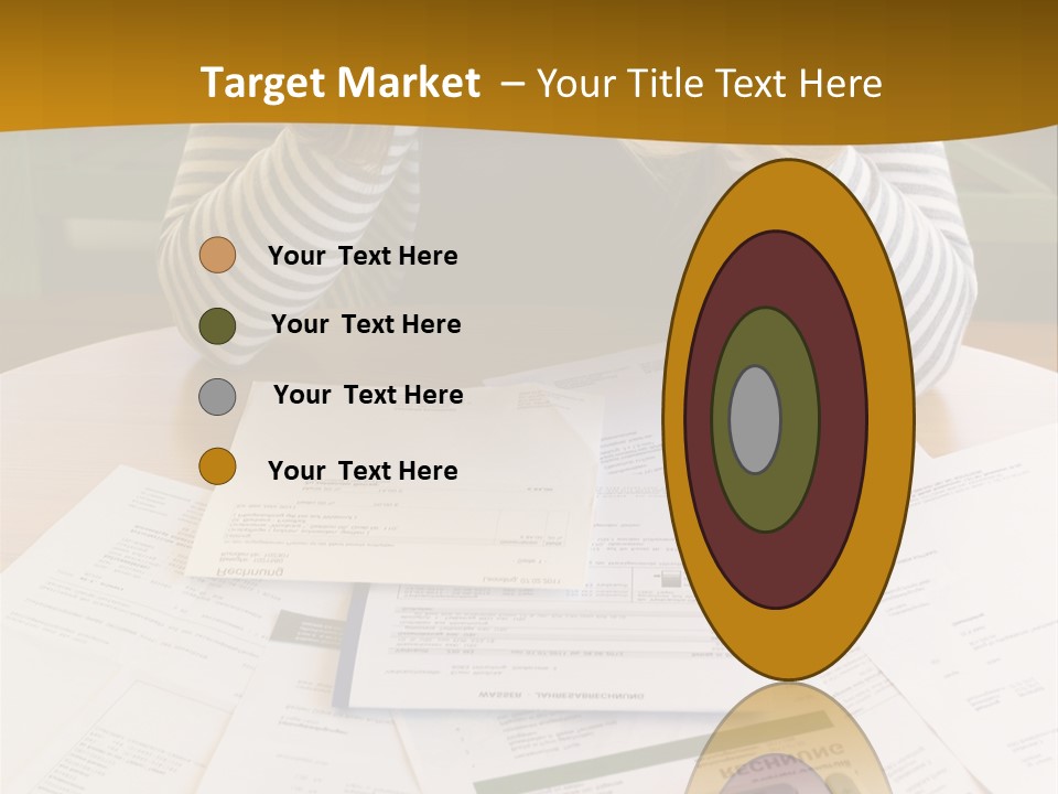 A Woman Sitting At A Table With A Calculator And Papers PowerPoint Template