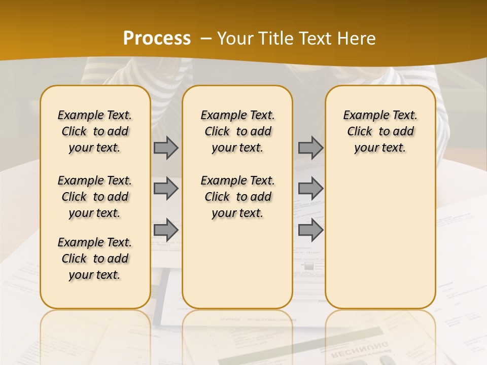 A Woman Sitting At A Table With A Calculator And Papers PowerPoint Template