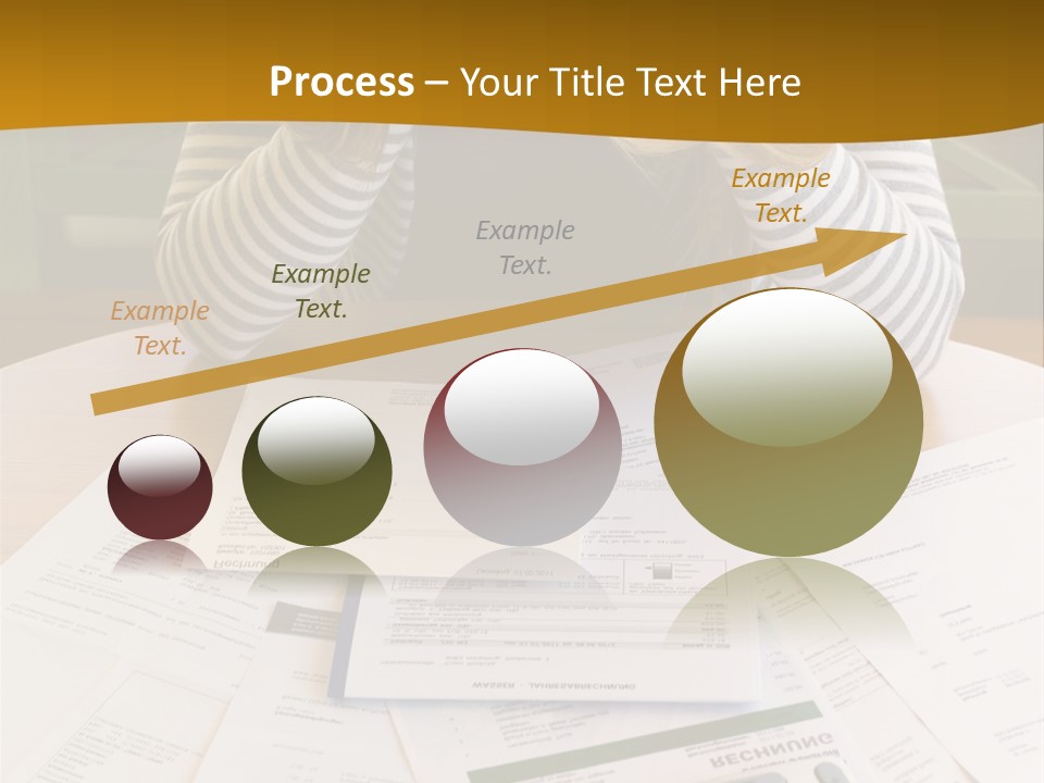 A Woman Sitting At A Table With A Calculator And Papers PowerPoint Template
