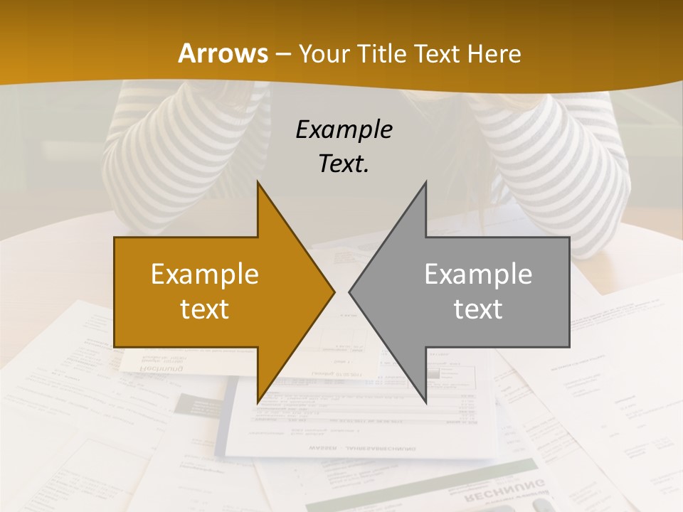 A Woman Sitting At A Table With A Calculator And Papers PowerPoint Template
