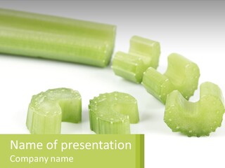 A Group Of Celery Slices On A White Surface PowerPoint Template