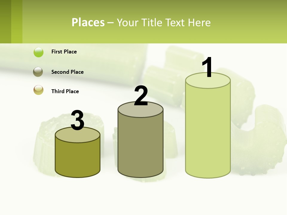 A Group Of Celery Slices On A White Surface PowerPoint Template