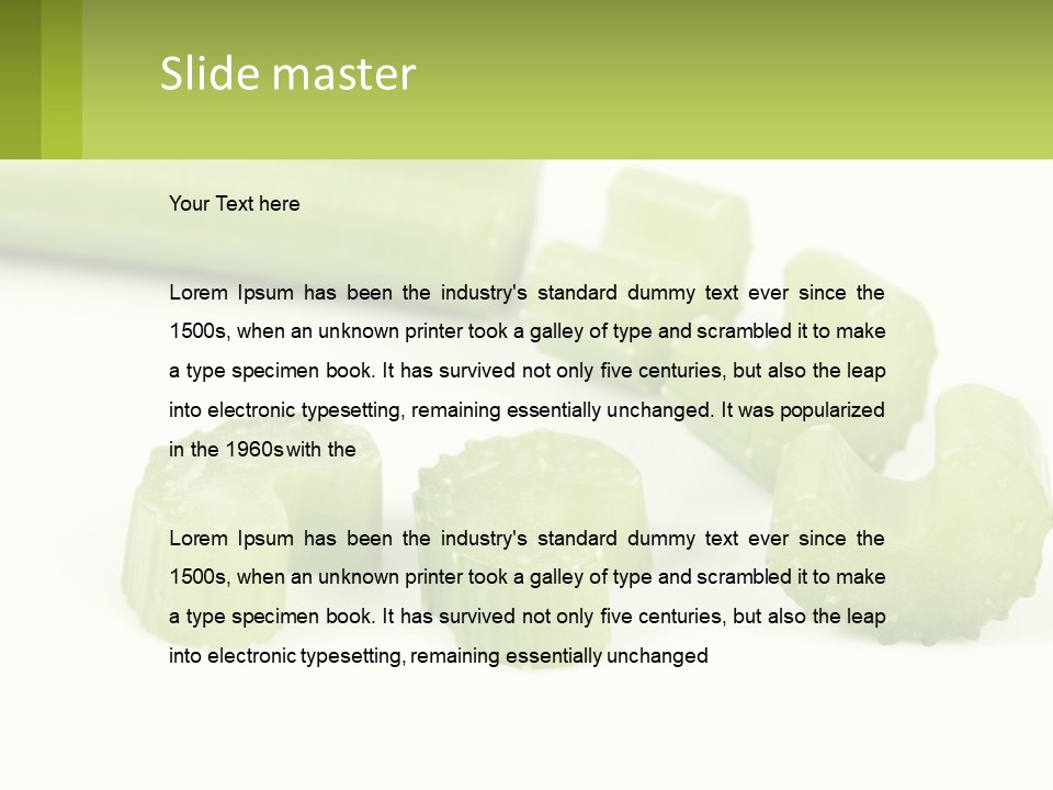 A Group Of Celery Slices On A White Surface PowerPoint Template