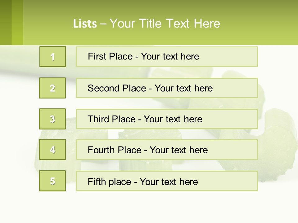 A Group Of Celery Slices On A White Surface PowerPoint Template
