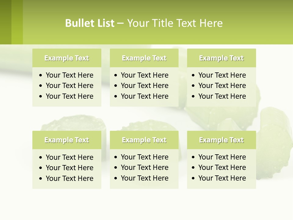 A Group Of Celery Slices On A White Surface PowerPoint Template