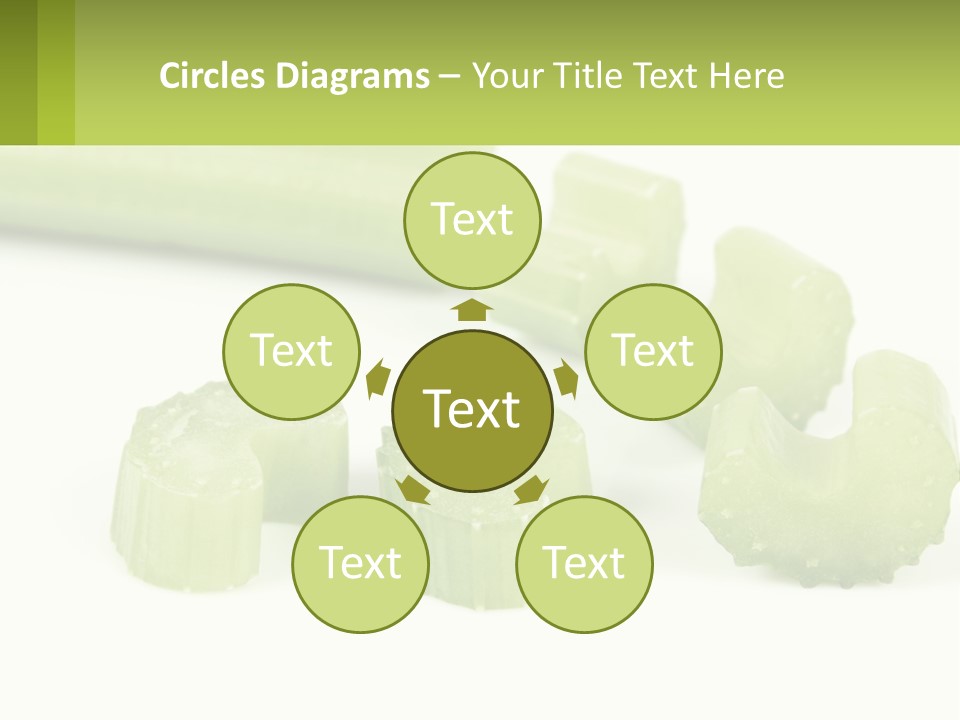 A Group Of Celery Slices On A White Surface PowerPoint Template