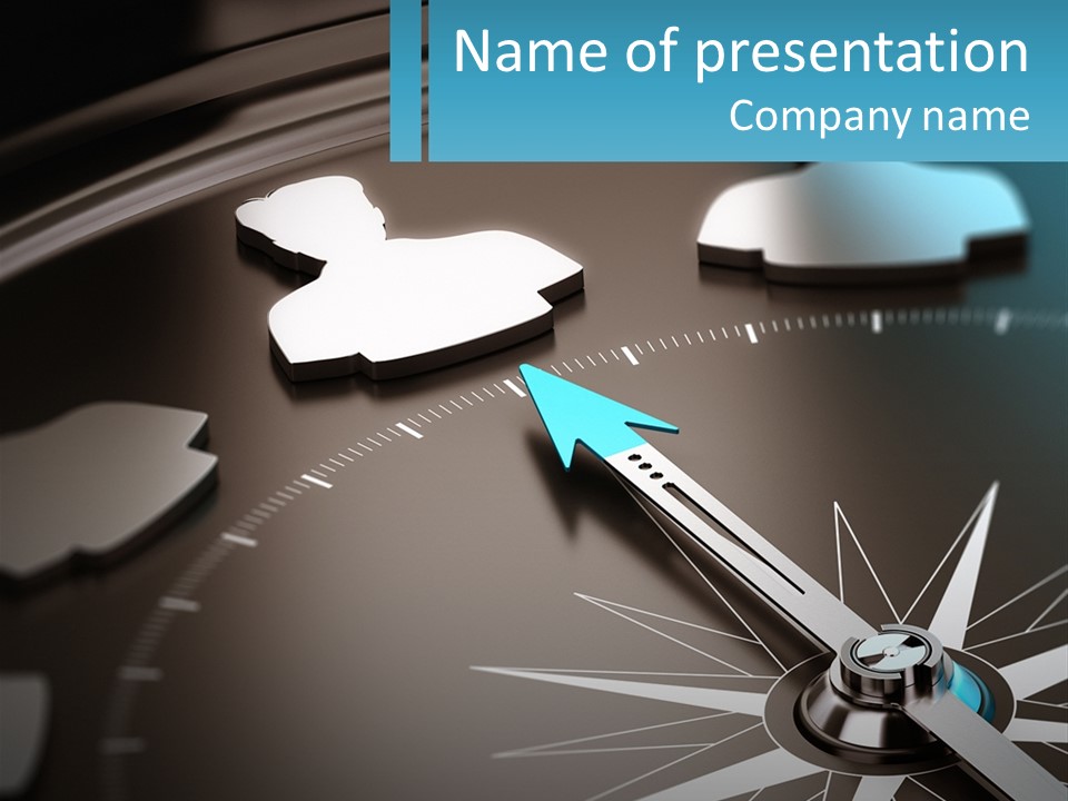 A Close Up Of A Clock With A Blue Arrow PowerPoint Template