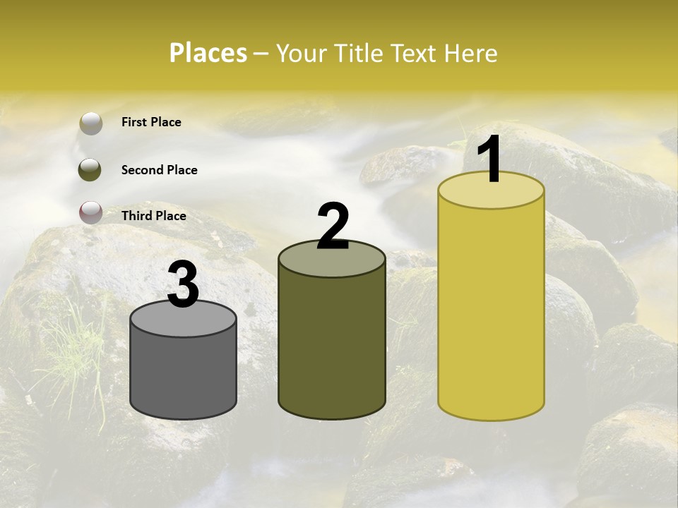 A Stream Of Water Surrounded By Rocks And Grass PowerPoint Template