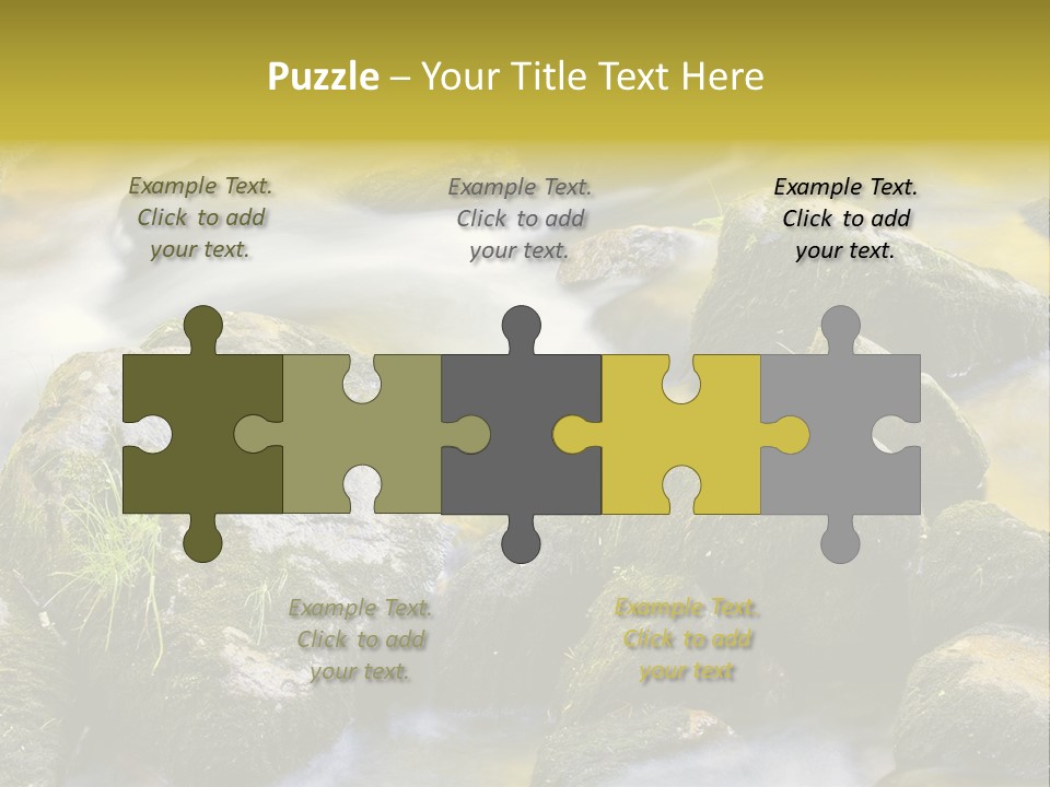 A Stream Of Water Surrounded By Rocks And Grass PowerPoint Template