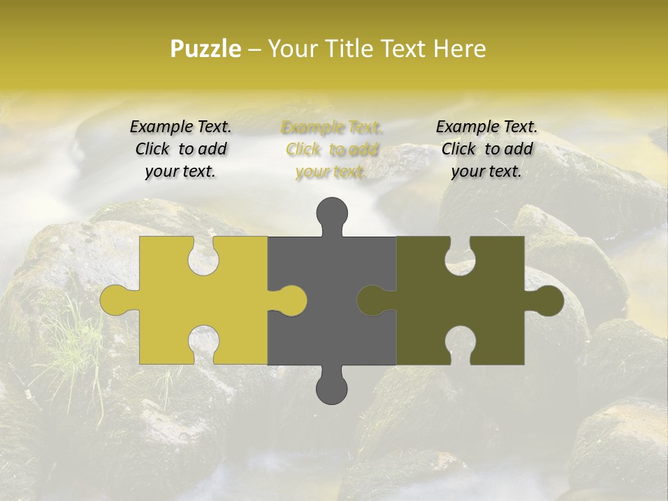 A Stream Of Water Surrounded By Rocks And Grass PowerPoint Template