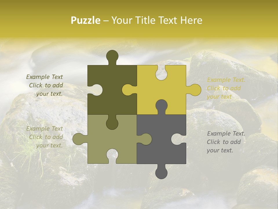 A Stream Of Water Surrounded By Rocks And Grass PowerPoint Template