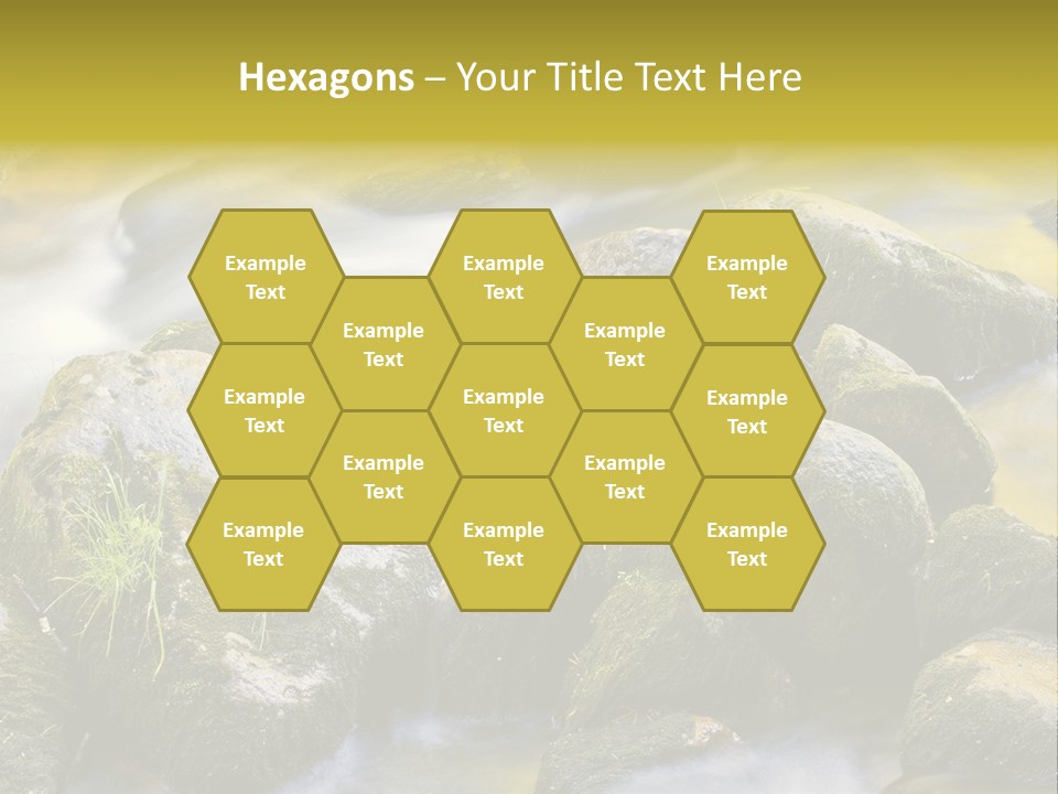 A Stream Of Water Surrounded By Rocks And Grass PowerPoint Template