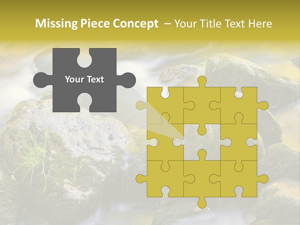 A Stream Of Water Surrounded By Rocks And Grass PowerPoint Template