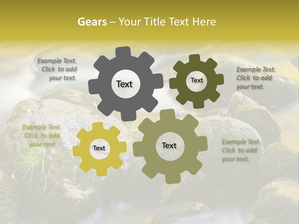 A Stream Of Water Surrounded By Rocks And Grass PowerPoint Template