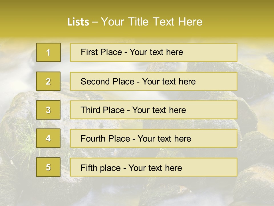 A Stream Of Water Surrounded By Rocks And Grass PowerPoint Template