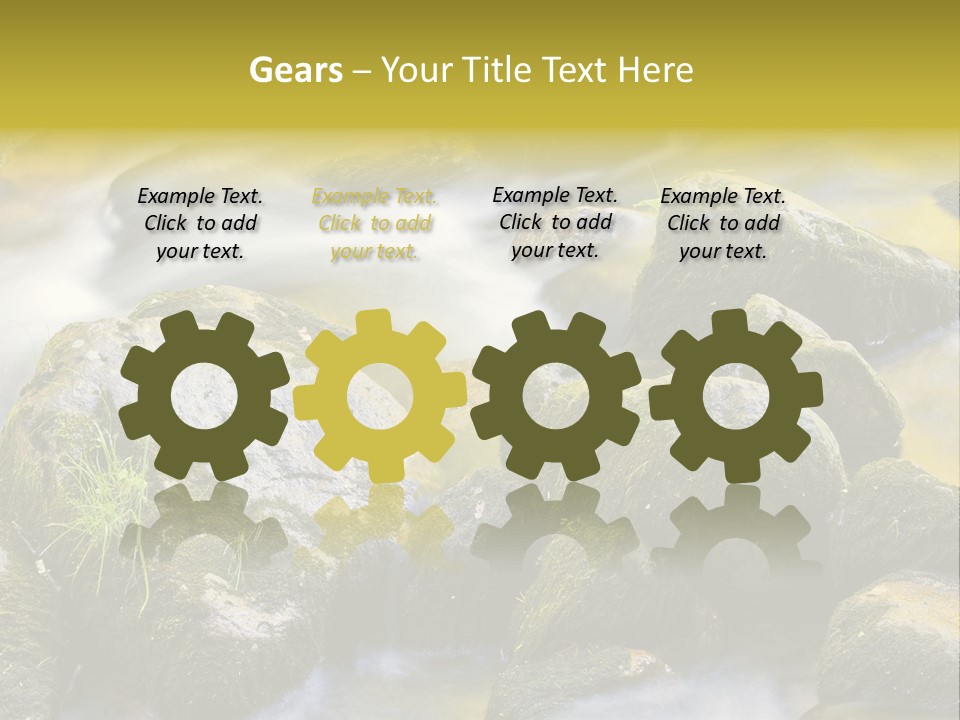 A Stream Of Water Surrounded By Rocks And Grass PowerPoint Template