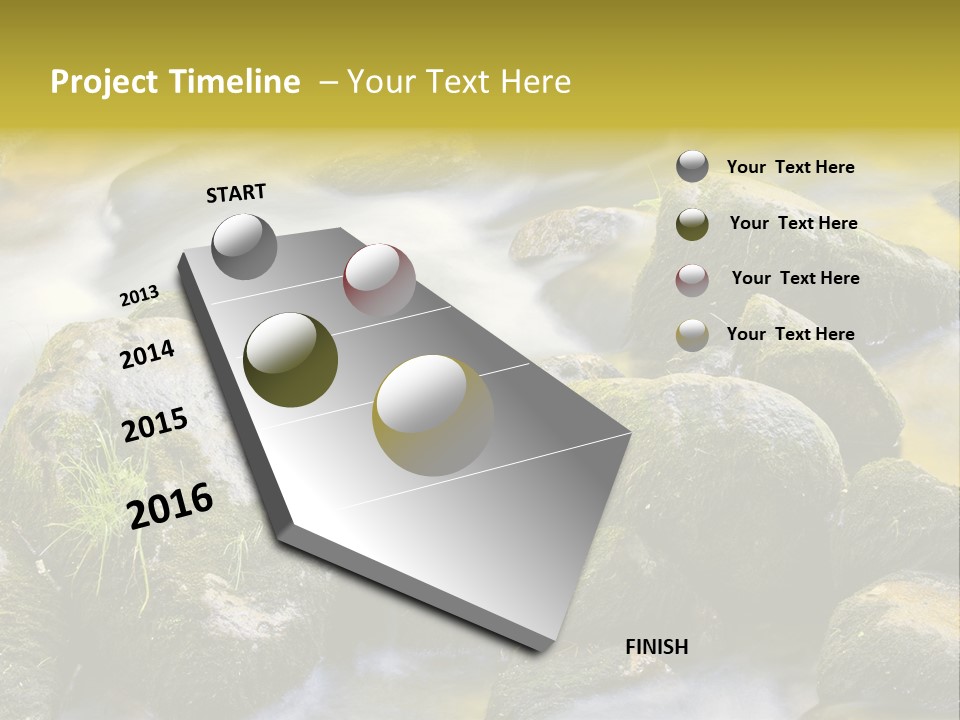 A Stream Of Water Surrounded By Rocks And Grass PowerPoint Template