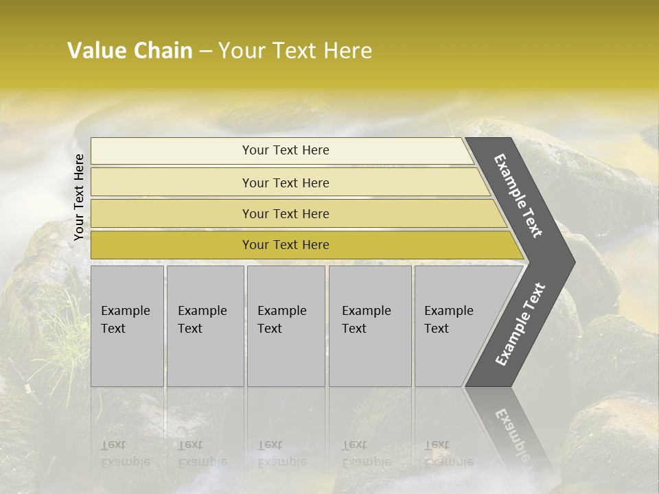 A Stream Of Water Surrounded By Rocks And Grass PowerPoint Template
