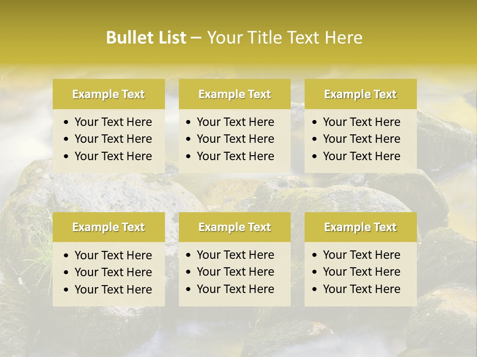 A Stream Of Water Surrounded By Rocks And Grass PowerPoint Template