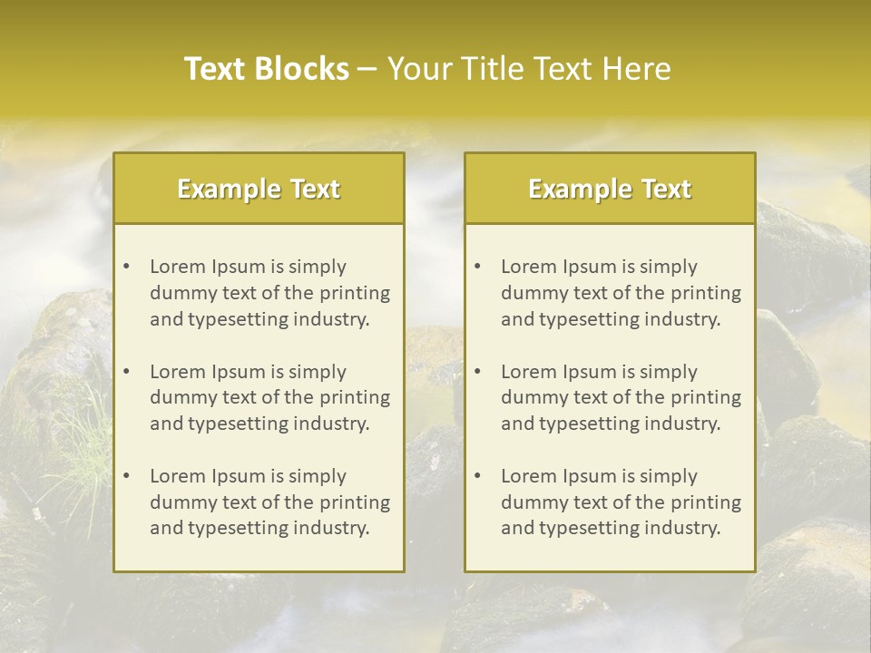 A Stream Of Water Surrounded By Rocks And Grass PowerPoint Template