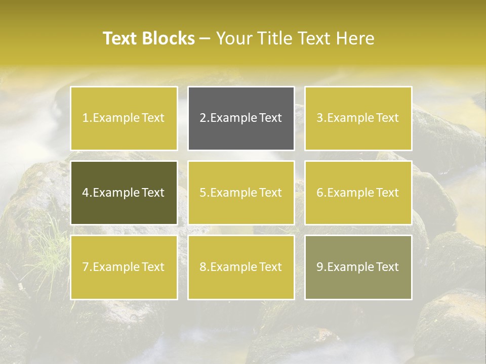 A Stream Of Water Surrounded By Rocks And Grass PowerPoint Template