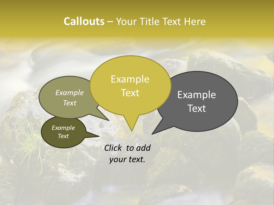 A Stream Of Water Surrounded By Rocks And Grass PowerPoint Template