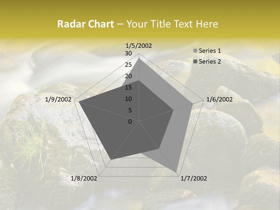 A Stream Of Water Surrounded By Rocks And Grass PowerPoint Template