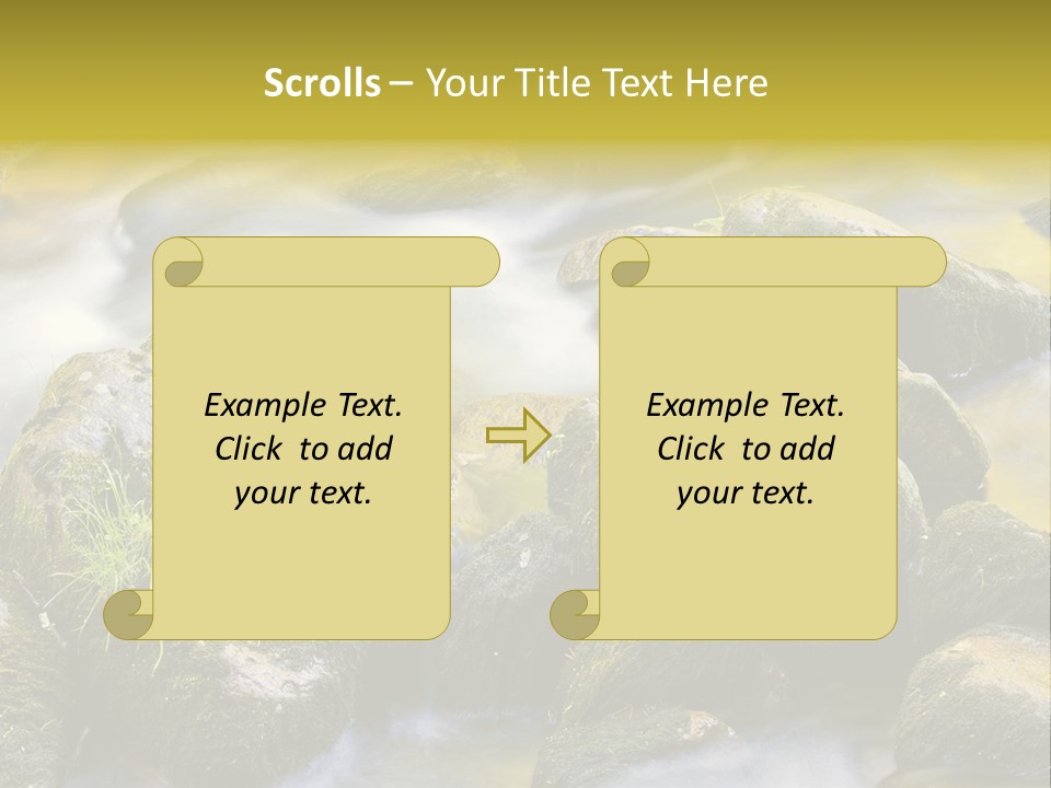 A Stream Of Water Surrounded By Rocks And Grass PowerPoint Template