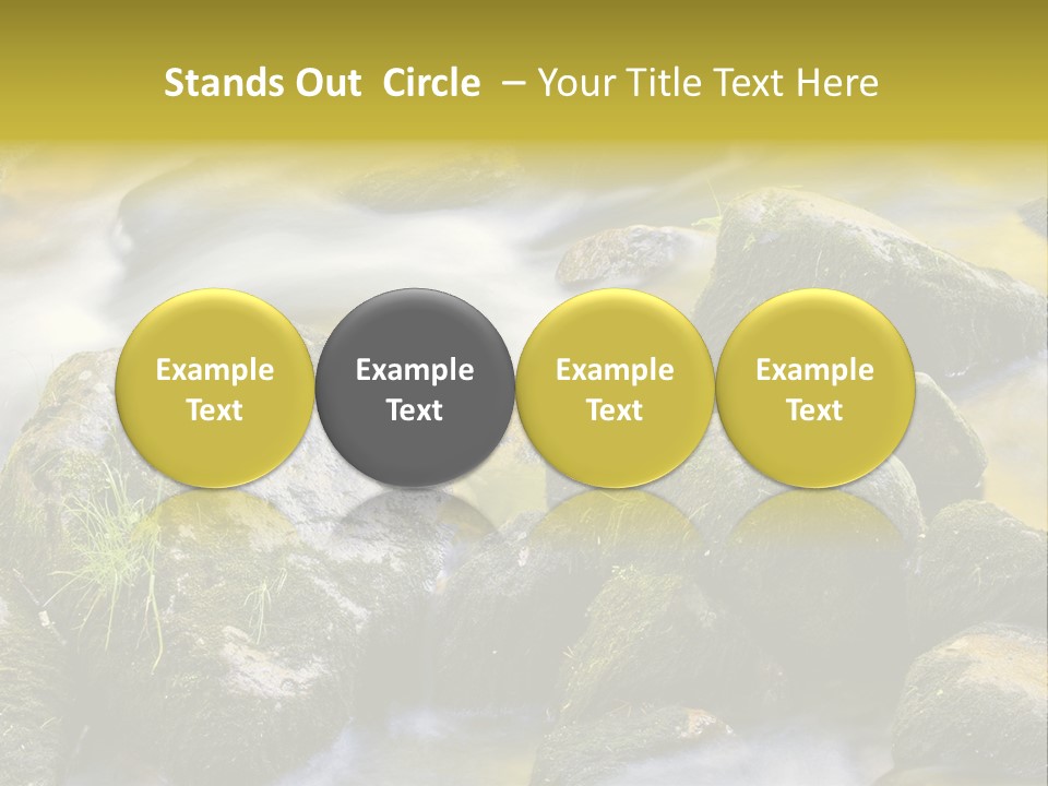 A Stream Of Water Surrounded By Rocks And Grass PowerPoint Template