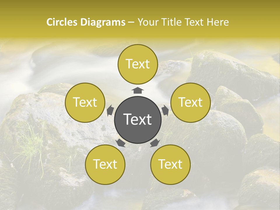 A Stream Of Water Surrounded By Rocks And Grass PowerPoint Template