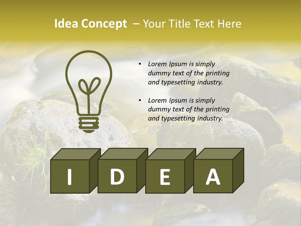 A Stream Of Water Surrounded By Rocks And Grass PowerPoint Template