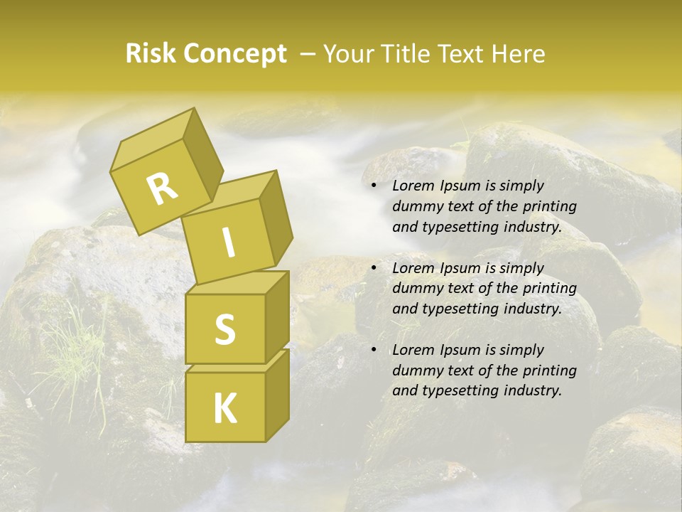 A Stream Of Water Surrounded By Rocks And Grass PowerPoint Template