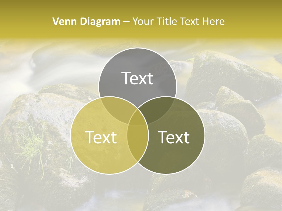 A Stream Of Water Surrounded By Rocks And Grass PowerPoint Template